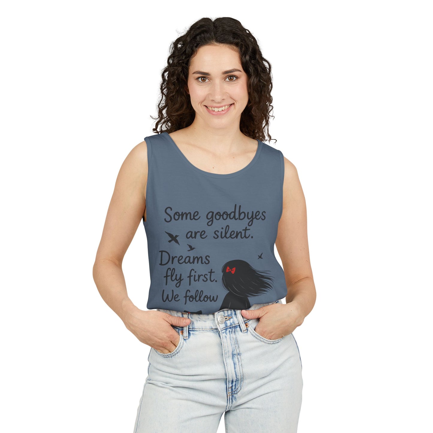 Minimalist Tank Top, Womens Tank, Girl & Cat Art Print, Emotional Lightweight Summer Shirt,  Inspirational Apparel, Cat Lover Gift