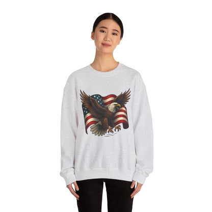 Patriotic Eagle Sweatshirt - Unisex Crewneck, USA Flag Apparel, Memorial Day, Veteran's Day, Independence Day, Gift for Patriots