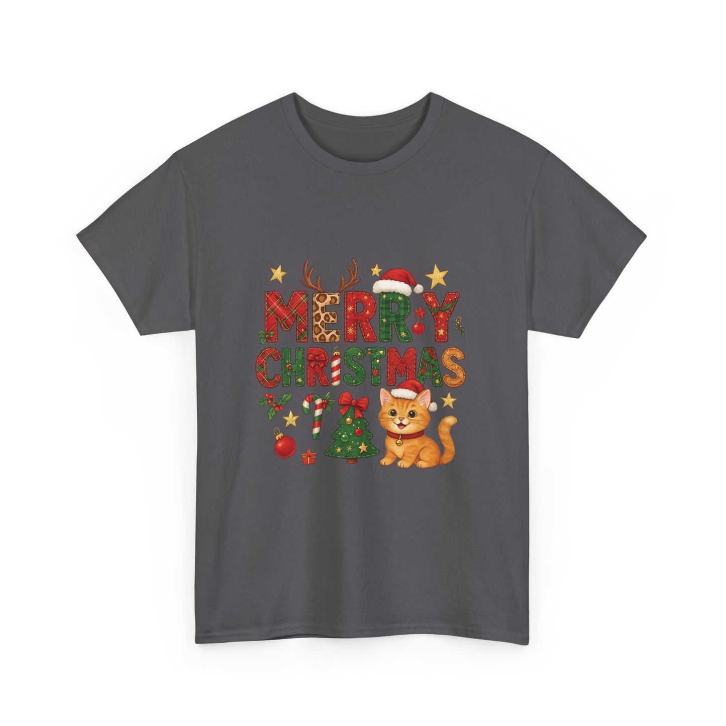 Merry Christmas Cat Shirt, Cute Holiday Cat Lovers Tee for Women