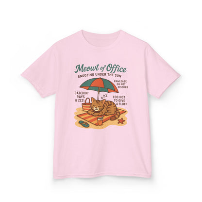 Kids Cat-Themed T-Shirt - Meowt of Office, Cute Summer Tee, Cat Lover Gift, Fun Playwear, Summer Beach Vacation Tee