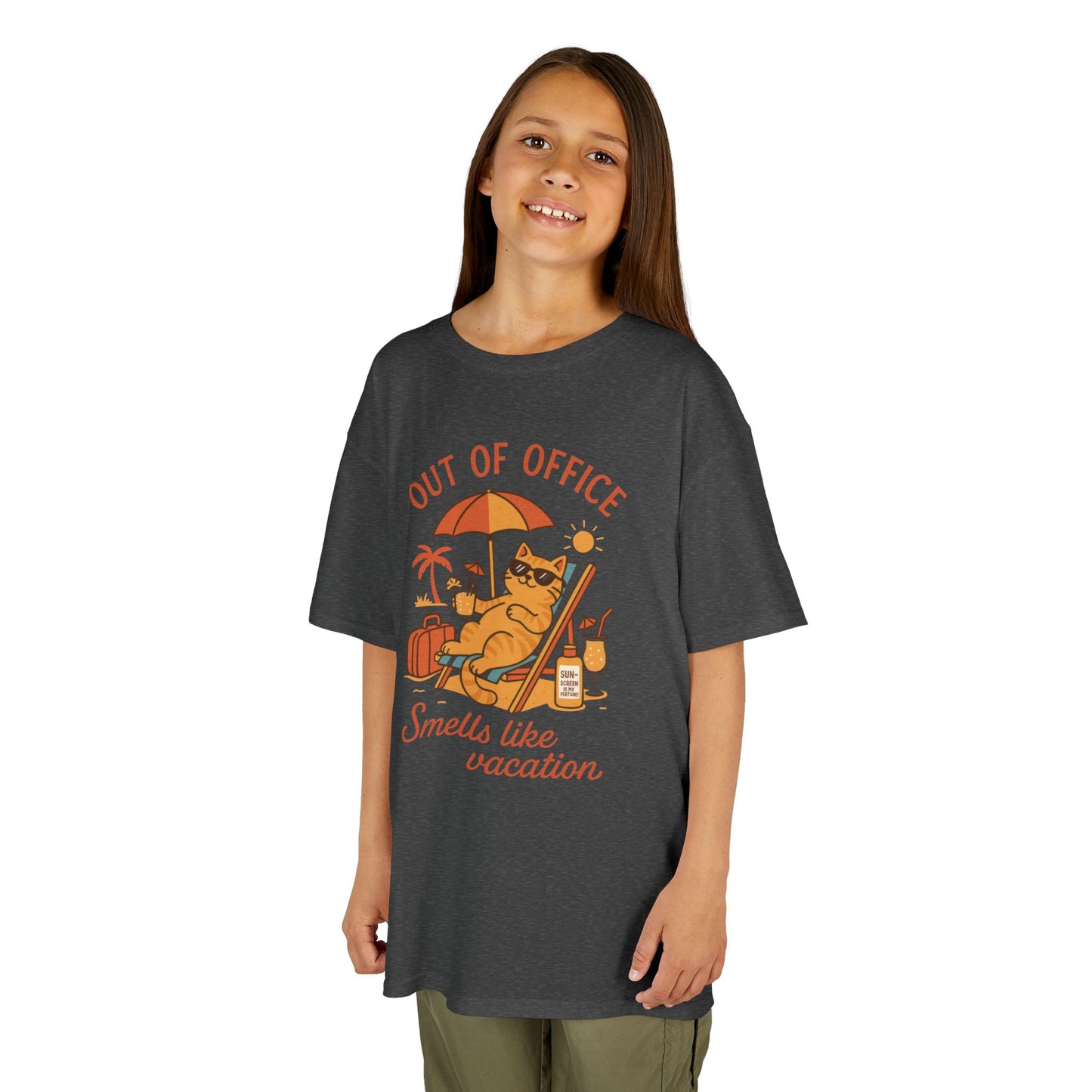 Funny Cat Vacation T-Shirt for Kids, Out of Office Beach Shirt, Summer Holiday Tee, Summer Fun, Beachwear, Travel Tee, Gift for Kids