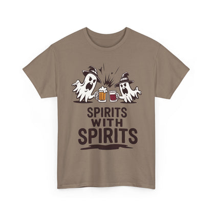 Spirits With Spirits Men's T-Shirt, Funny Ghost Drinking Halloween Party Graphic Tee