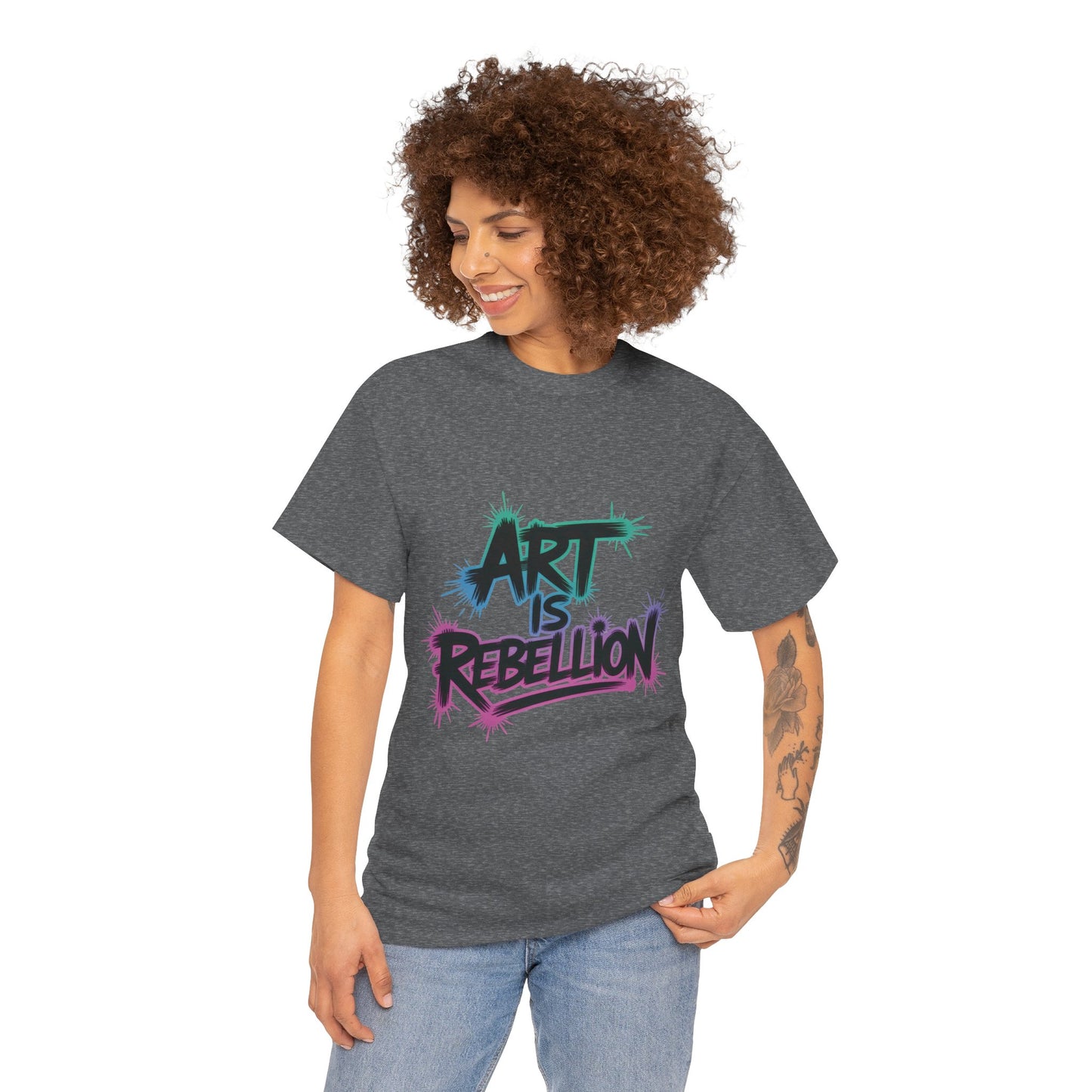 Art Is Rebellion Women's Graphic T-Shirt, Graffiti Street Art Tee, Bold Rebel Statement Top