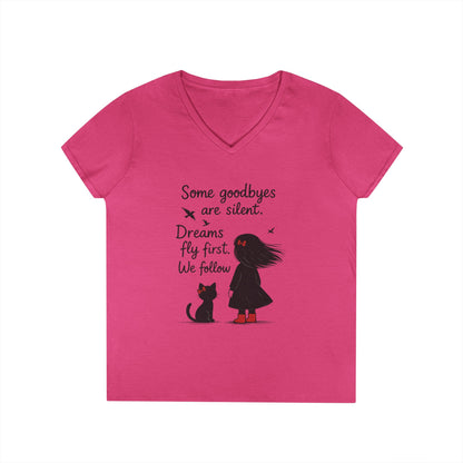 Inspirational V-Neck T-Shirt for Dreamers, Motivational Tee for Women, Gift for Friends, Stylish Graphic Top, Casual Everyday Wear