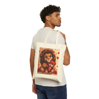 Adorable Lion & Teddy Bear Tote Bag, Cute Gift for Kids, Nursery Decor, Valentine's Day, Eco-Friendly Shopping Bag