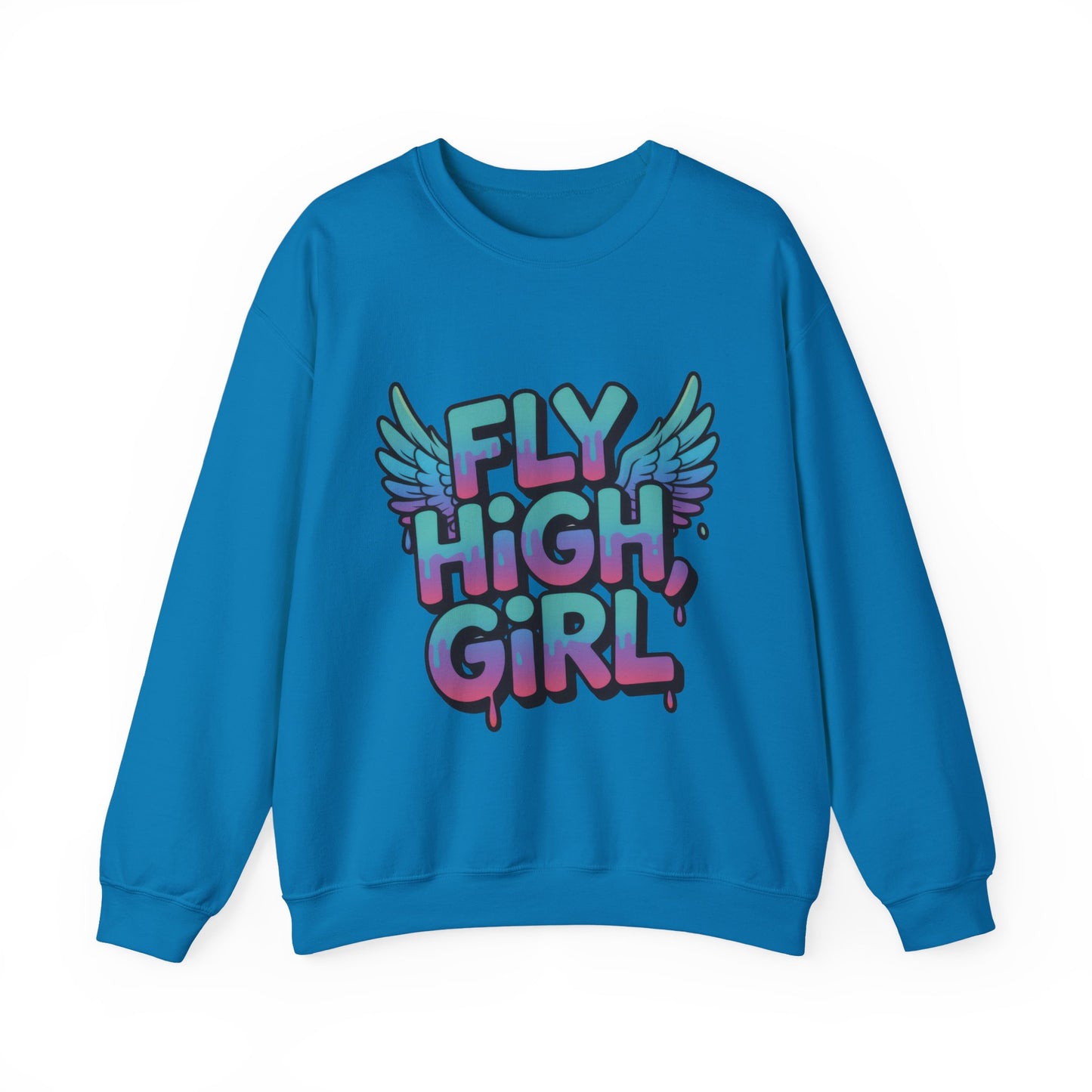 Women's Sweatshirt Fly High Girl, Graffiti Drip Angel Wings Streetwear Pullover Top