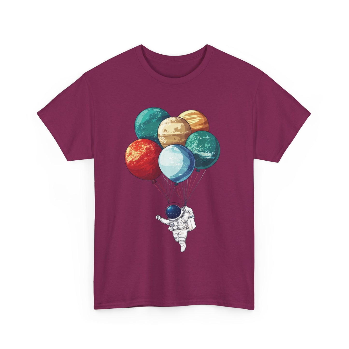 Astronaut with Planet Balloons T-Shirt, Space Lover Unisex Tee, Outer Space Graphic Shirt, Space Theme Shirt, Cosmic Adventure Top