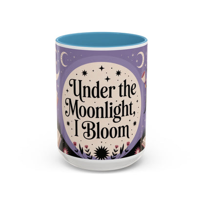 Under the Moonlight I Bloom Mug, Witchy Moon Magic Coffee Cup, Feminine Mystic Gift for Spiritual, Self Growth Lovers, Coffee Mug (11, 15oz)
