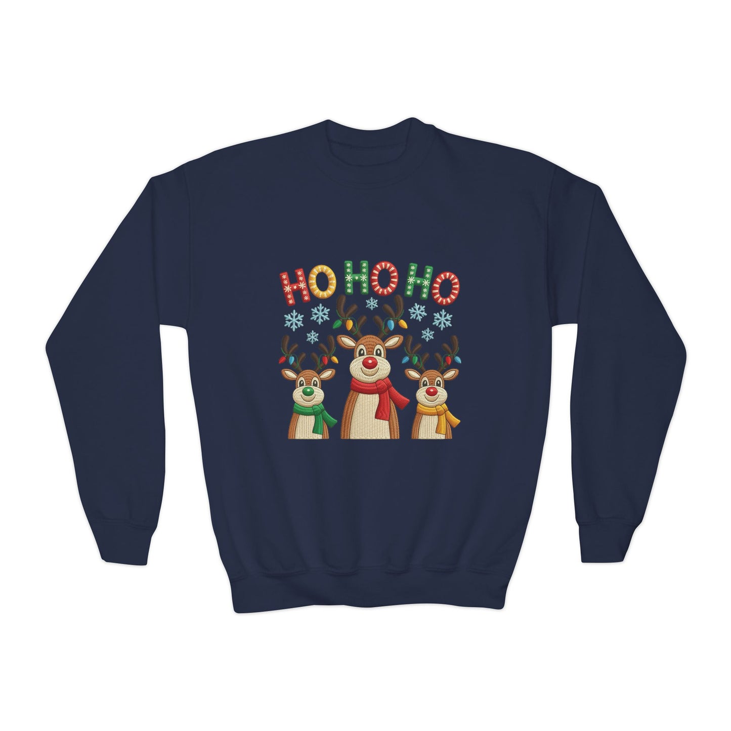 Ho Ho Ho Reindeer Sweatshirt for Girls, Cute Kids Christmas Pullover
