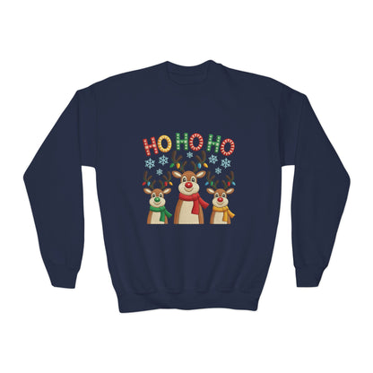 Ho Ho Ho Reindeer Sweatshirt for Girls, Cute Kids Christmas Pullover