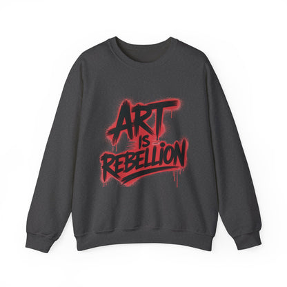 Men'sHeavy Blend™ Crewneck Sweatshirt, Art Is Rebellion Men's Crewneck Sweatshirt, Graffiti Street Art Pullover, Urban Rebellion Streetwear