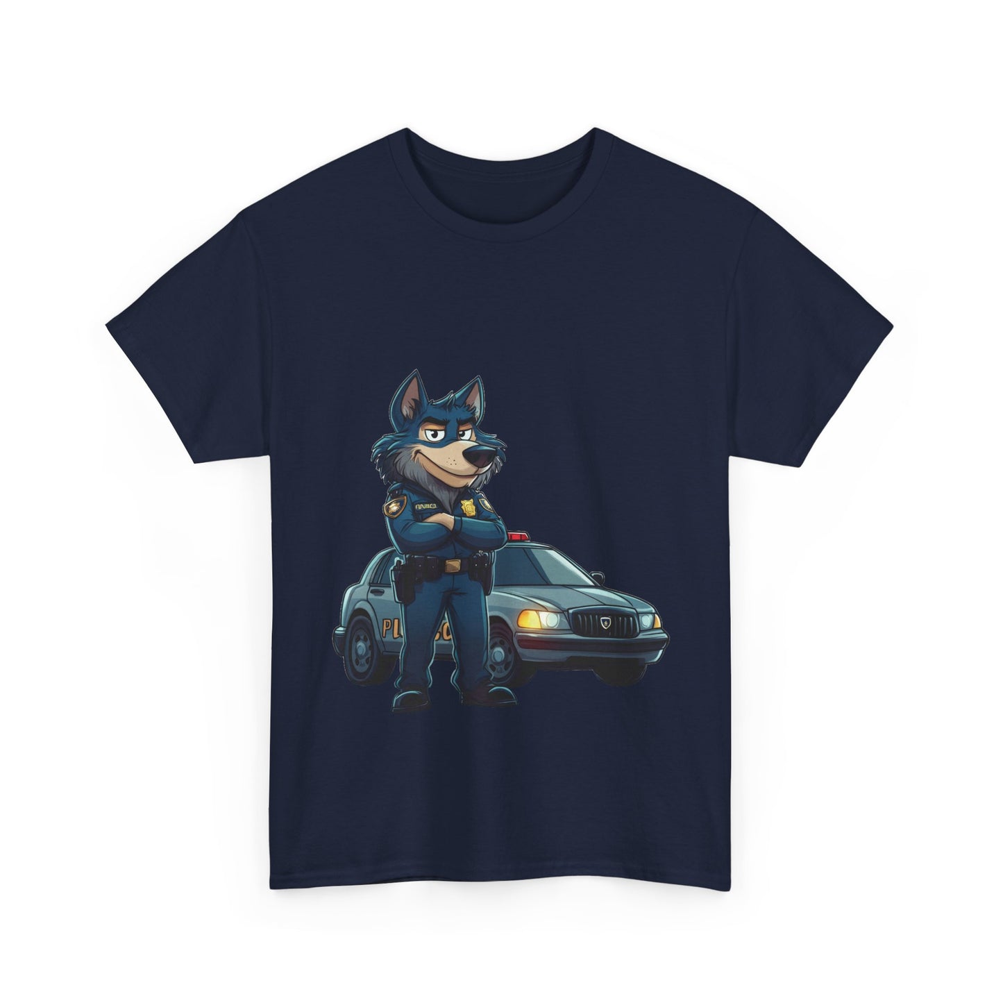 Cool Police Wolf Cartoon Shirt, Funny Cop Animal Graphic Tee,  Law Enforcement Gift T-Shirt, Tee for Dog Lovers, Gifts for Police Week