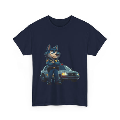 Cool Police Wolf Cartoon Shirt, Funny Cop Animal Graphic Tee,  Law Enforcement Gift T-Shirt, Tee for Dog Lovers, Gifts for Police Week