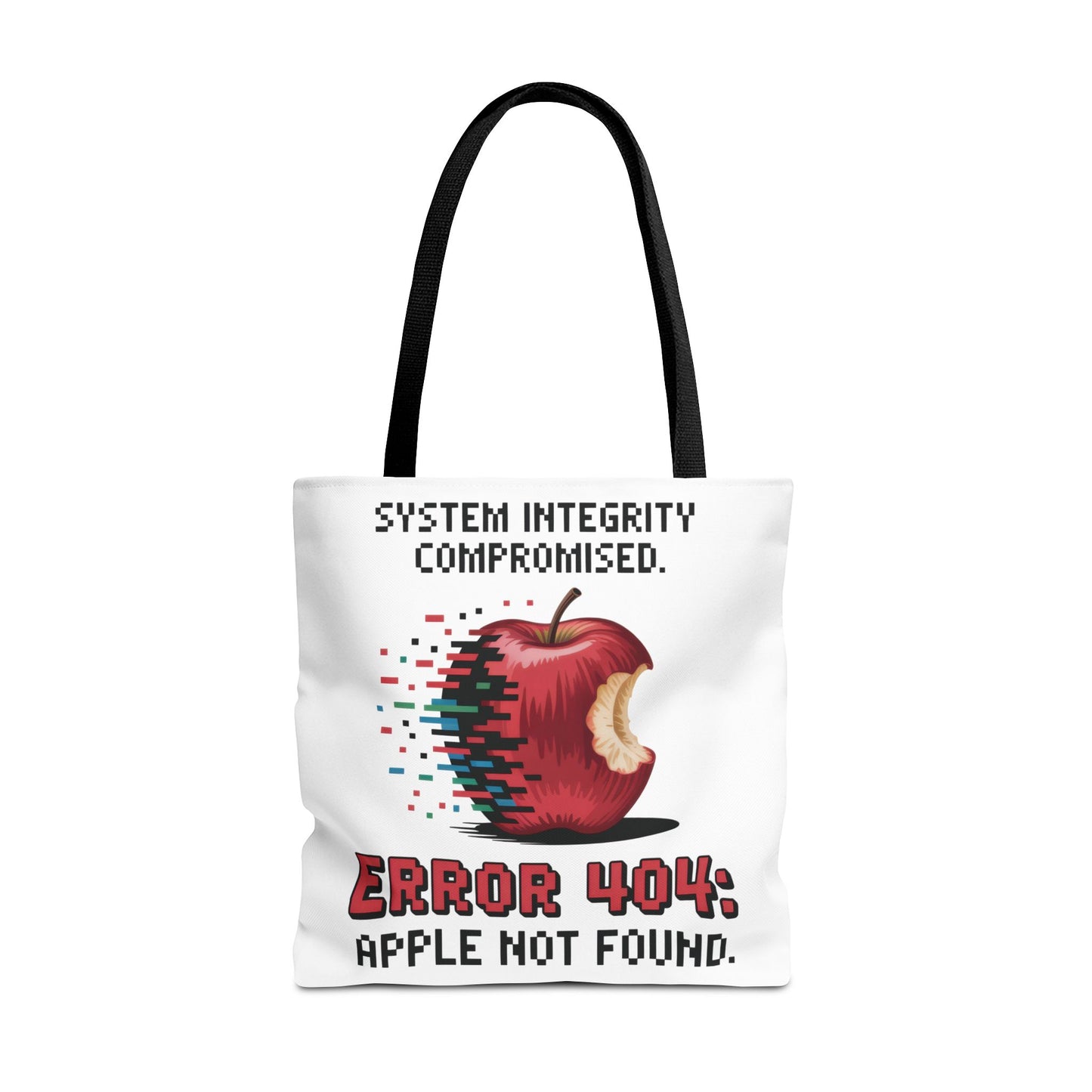Error 404 Apple Tote Bag, Geek Tote, Funny Shopping Bag, Gift for Tech Lovers, Apple Lovers Tote, Digital Design Bag, Weekender Bag, Beach Bag, Large Canvas Bag