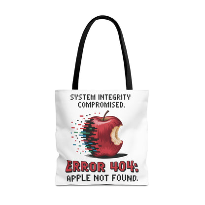 Error 404 Apple Tote Bag, Geek Tote, Funny Shopping Bag, Gift for Tech Lovers, Apple Lovers Tote, Digital Design Bag, Weekender Bag, Beach Bag, Large Canvas Bag