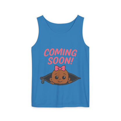 Coming Soon Maternity  Tank Top, Cute Baby Girl Pregnancy Announcement Shirt, Expecting Mom Gift, Gender Reveal Tank, Baby Shower Gift