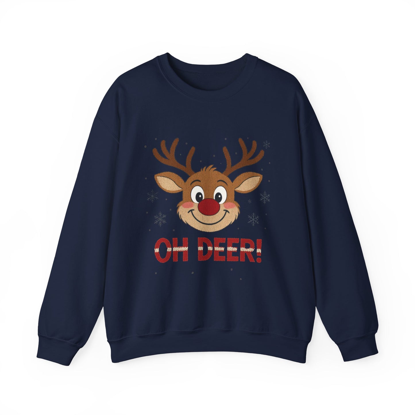 Womens Oh Deer Christmas Sweatshirt, Cute Reindeer Holiday Pullover, Women's Crewneck Sweatshirt