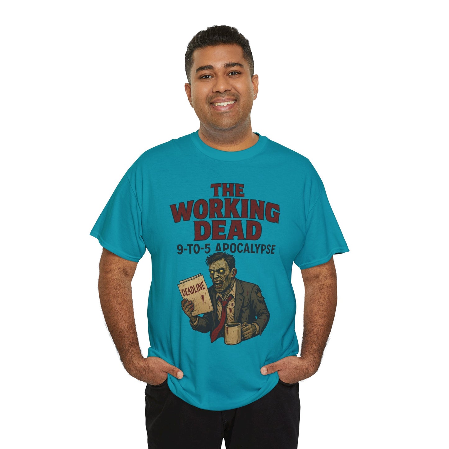 The Working Dead 9-to-5 Apocalypse Men's T-Shirt, Funny Horror Office Zombie Tee, Halloween Zombie Top, Work Humor Sweatshirt