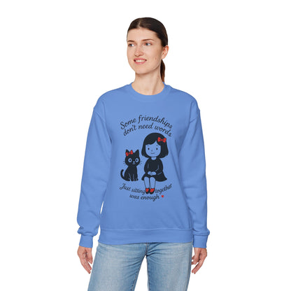 Friendship Womens Sweatshirt - Cozy Womens Crewneck with Cute Cat Design, Perfect Gift for Cat Lovers, Friendship Day, Casual Wear