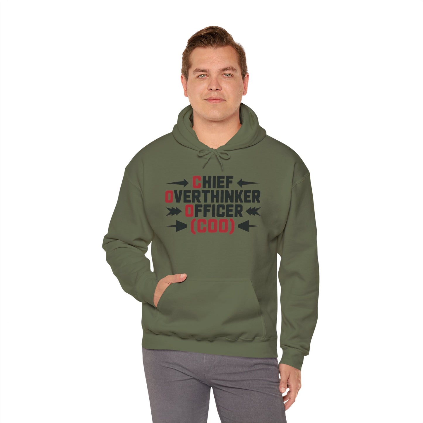 Chief Overthinker Officer Men's Hoodie, Funny COO Graphic Pullover, Sarcastic Office Humor Gift, Men's Heavy Blend™ Hooded Sweatshirt