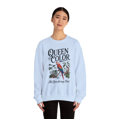 Vibrant Crewneck Womens Sweatshirt, Colorful Apparel, Bird Design, Cozy Layering, Gift for Nature Lovers, Fun Fashion