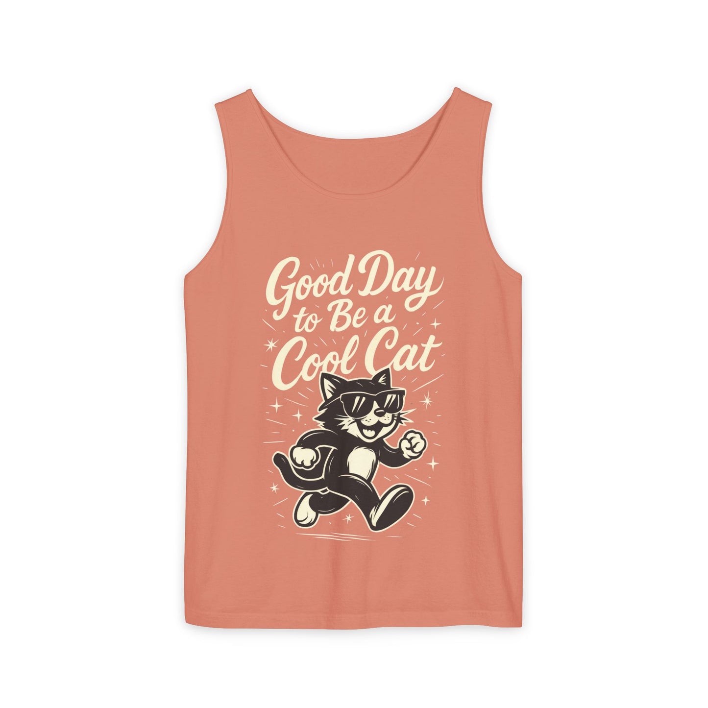 Cool Cat Womens Tank Top - Good Day to Be a Cool Cat Retro Kitty Sleeveless Shirt - Funny Summer Top, Gift for Cat Lovers