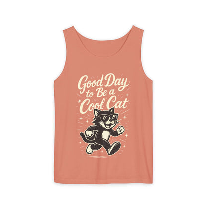 Cool Cat Womens Tank Top - Good Day to Be a Cool Cat Retro Kitty Sleeveless Shirt - Funny Summer Top, Gift for Cat Lovers