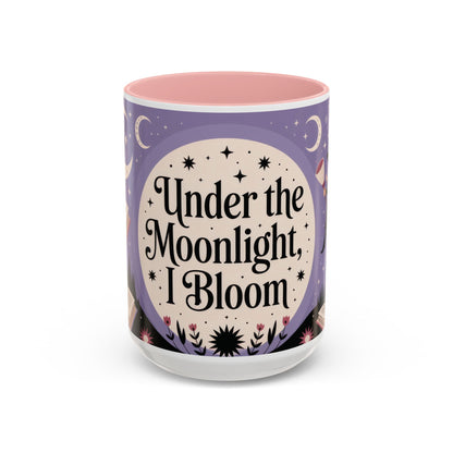 Under the Moonlight I Bloom Mug, Witchy Moon Magic Coffee Cup, Feminine Mystic Gift for Spiritual, Self Growth Lovers, Coffee Mug (11, 15oz)