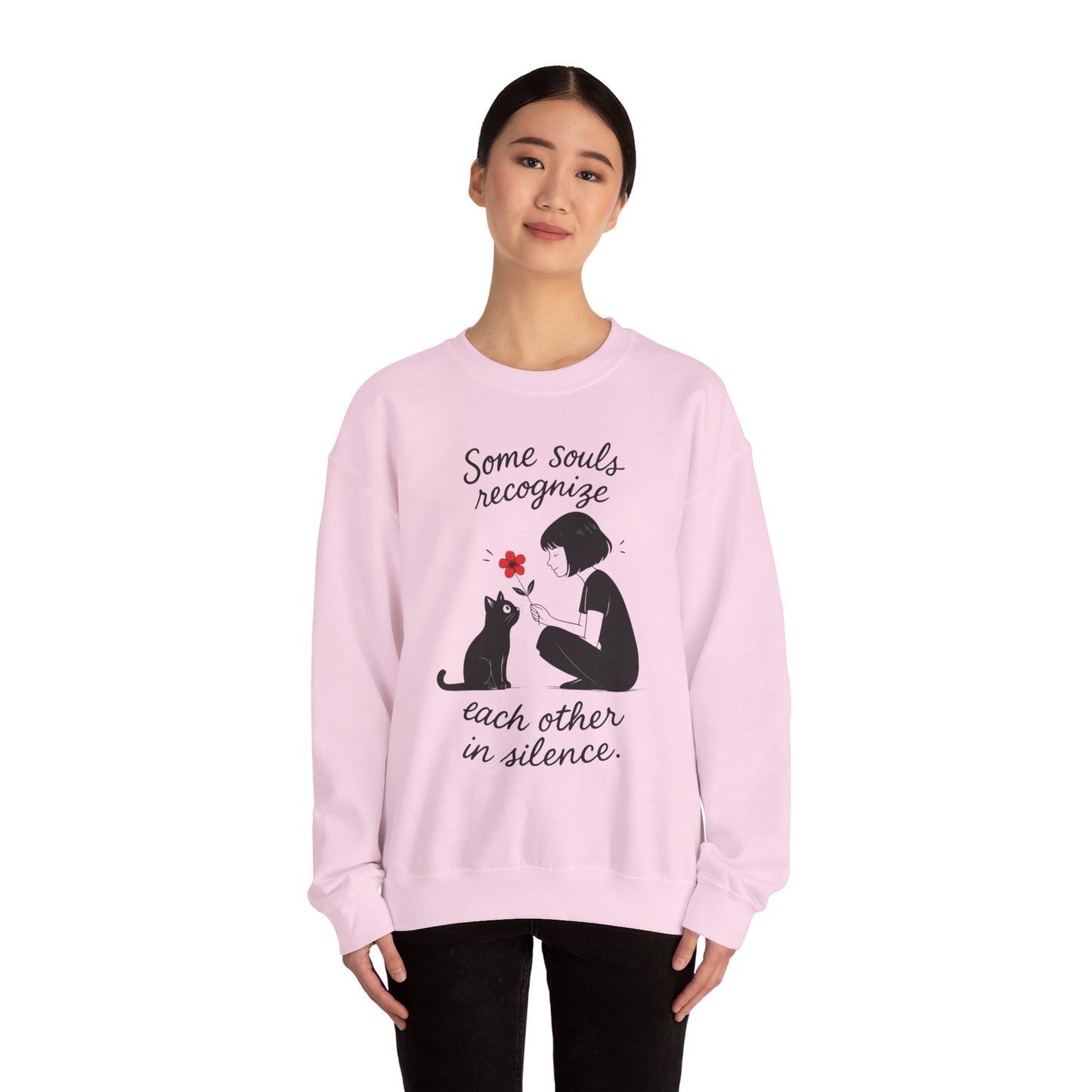 Soulful Cat and Human Crewneck Sweatshirt, Cozy Gift for Cat Lovers, Womens Sweatshirt, Animal Lover Apparel, Thoughtful Gift Idea