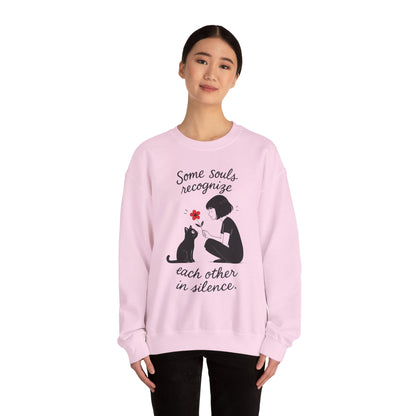 Soulful Cat and Human Crewneck Sweatshirt, Cozy Gift for Cat Lovers, Womens Sweatshirt, Animal Lover Apparel, Thoughtful Gift Idea