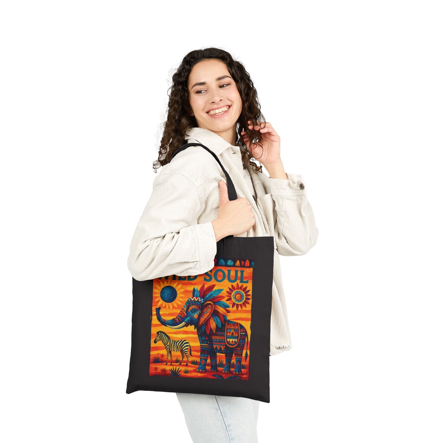 Wild Soul Elephant Tote Bag, Boho Canvas Bag, Eco-Friendly Reusable Shopping Tote, Perfect for Gifts & Everyday Use
