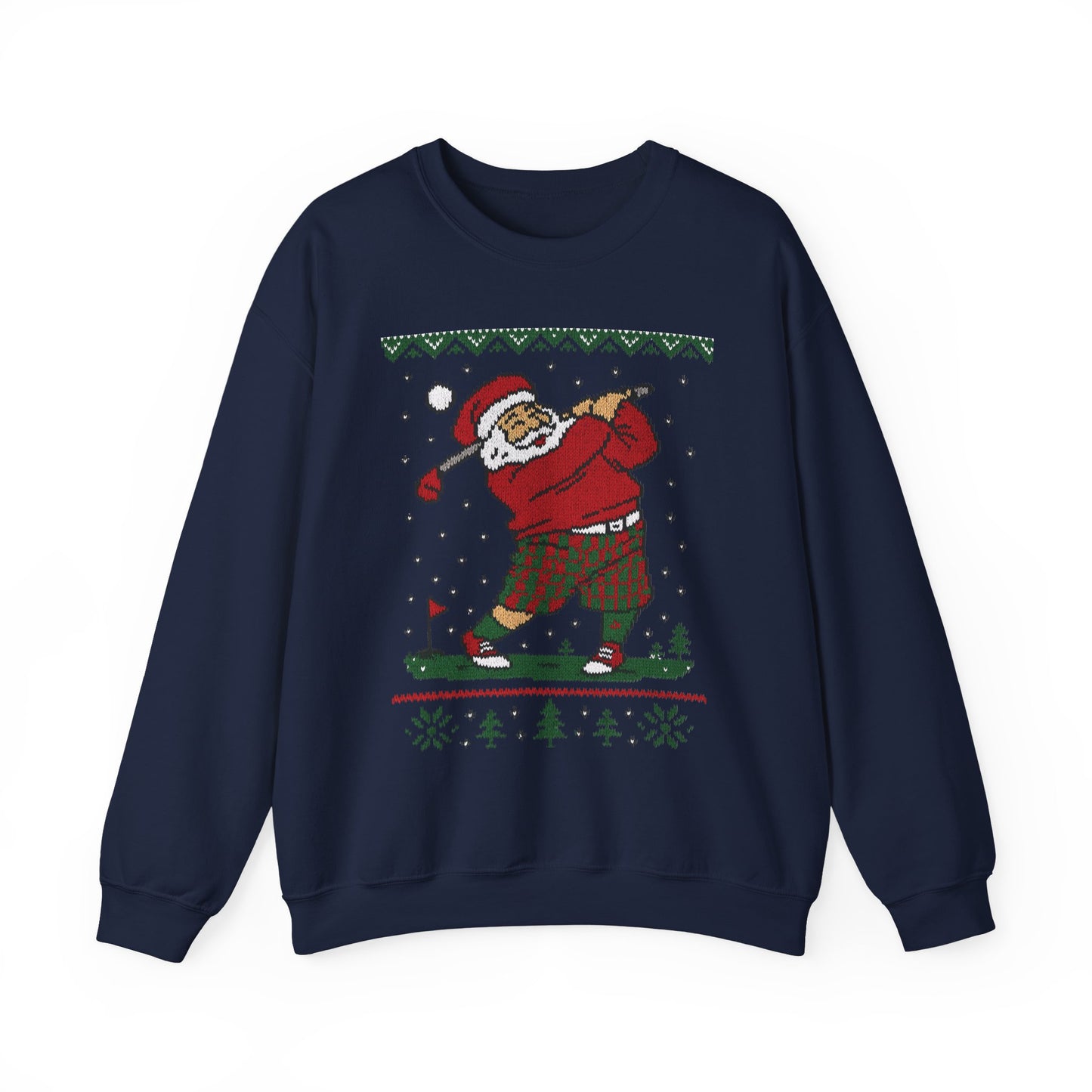 Golfing Santa Christmas Sweatshirt, Funny Golf Lover Holiday Jumper, Ugly Christmas Golf Sweater for Men