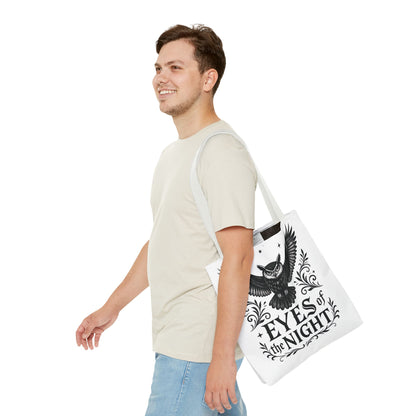 Eyes of the Night Owl Tote Bag, Artsy Shopping Bag, Eco-Friendly Carryall, Unique Gift for Animal Lovers, Halloween Decor, Beach Tote