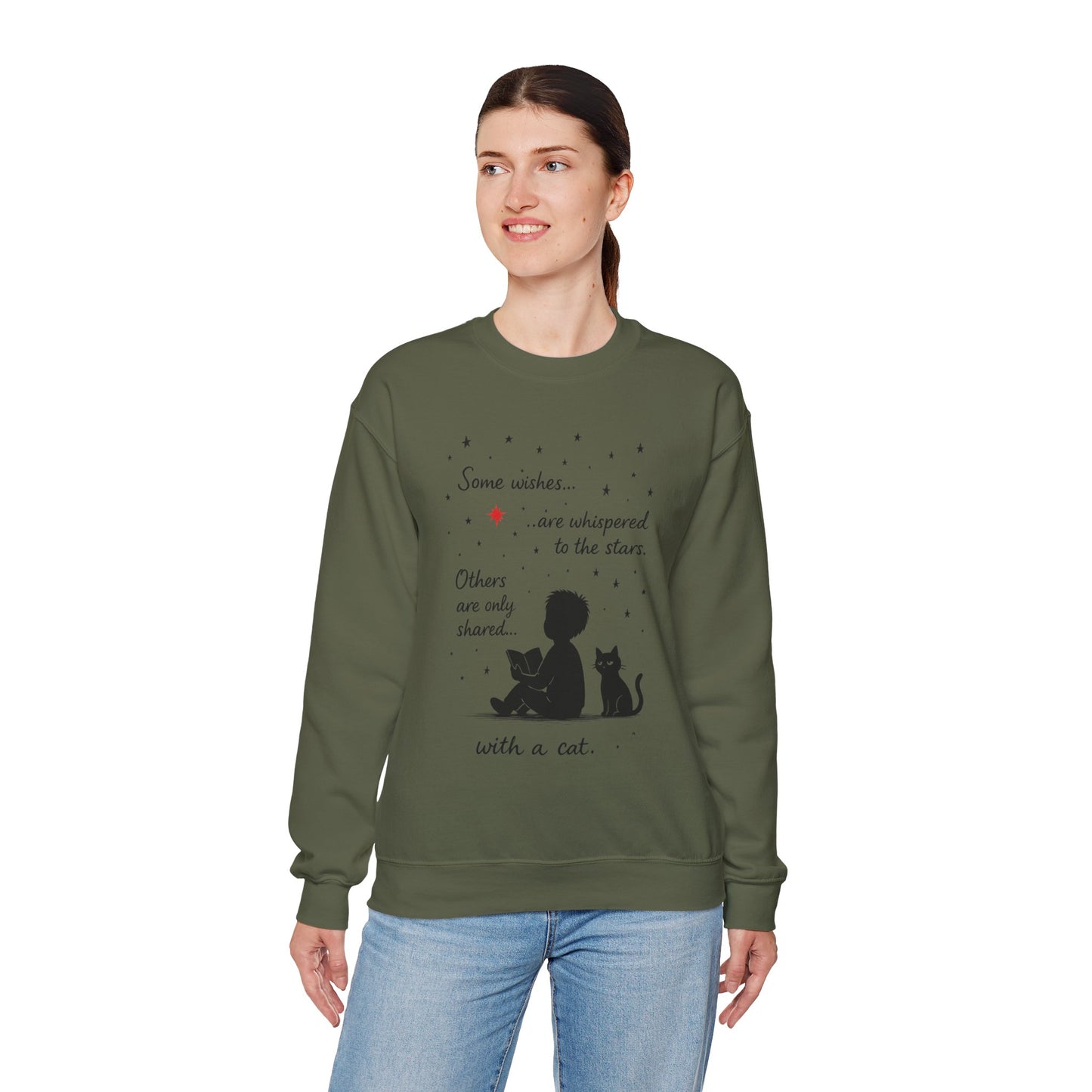 Cozy Cat-Inspired Crewneck Sweatshirt - Literary Lover Gift, Womens Layer, Cat Enthusiast Apparel, Thoughtful Gift for Cozy Nights