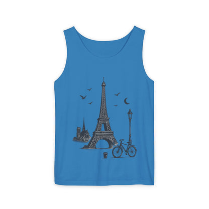 Parisian Dreams Tank Top, Unisex Summer Wear, Graphic Tee, Travel Inspired Apparel, Vacation Outfit, Casual Tank for All Occasions