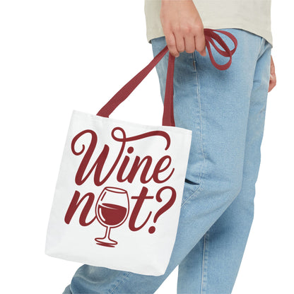 Wine Not? Tote Bag - Fun Wine Lover's Accessory for Parties, Gift for Wine Enthusiasts, Perfect for Grocery or Beach Outings, AOP Design