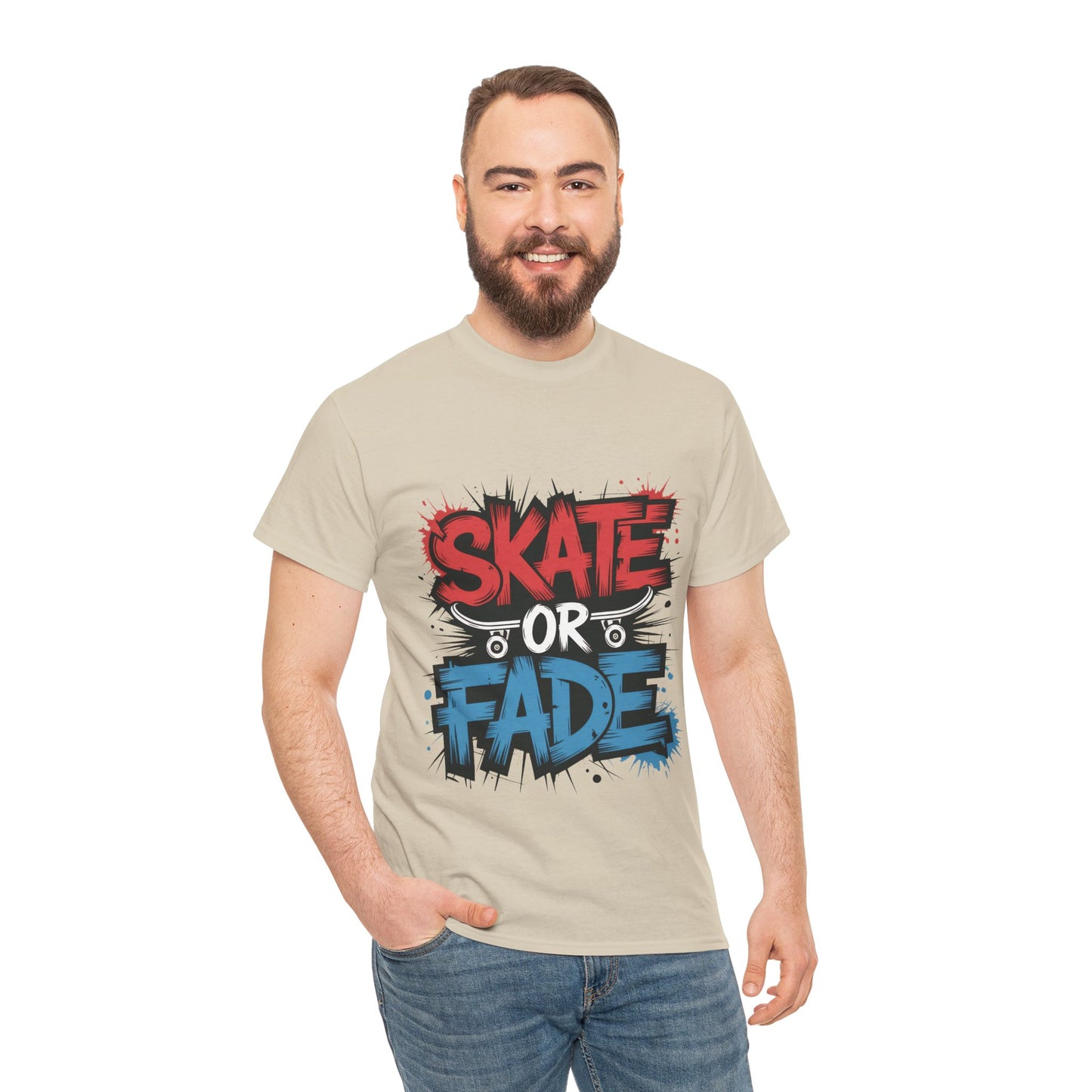Skate Or Fade Men's T-Shirt, Graffiti Skateboarding Graphic Tee, Urban Streetwear Skater Top
