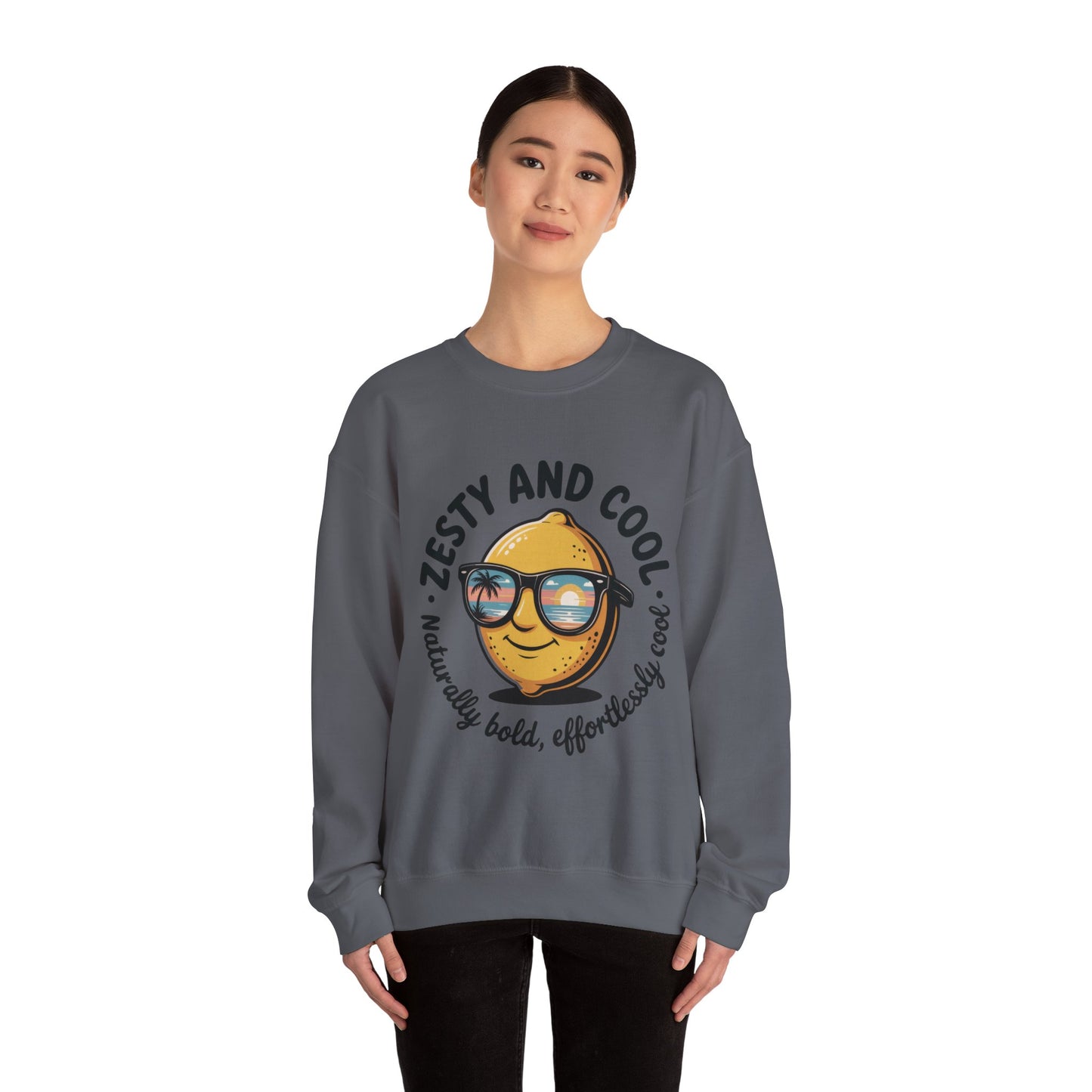 Zesty and Cool Crewneck Sweatshirt, Womens Lemon Sweatshirt for Casual Wear, Trendy Gift, Summer Vibes, Comfortable Apparel