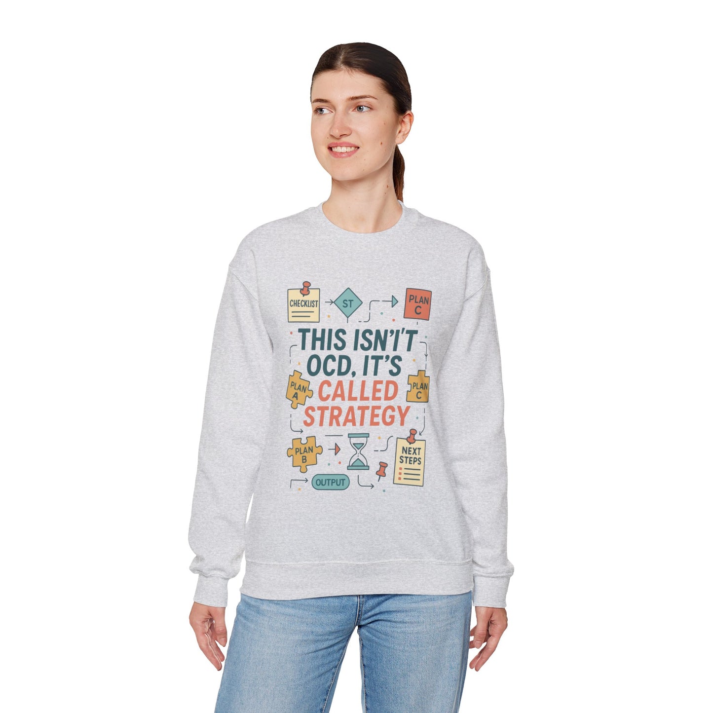 Funny Womens Planning Sweatshirt, This Isnt OCD Its Called Strategy, Sarcastic Organizer Pullover for Her, Strategy Sweatshirt