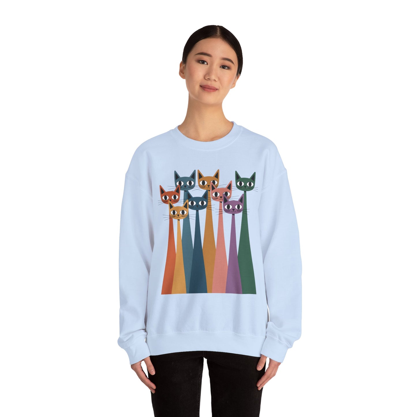 Colorful Cat Sweatshirt, Cozy Crewneck, Cat Lover Gift, Unisex Sweatshirt, Cute Animal Apparel, Fun Gift for Cat Owners