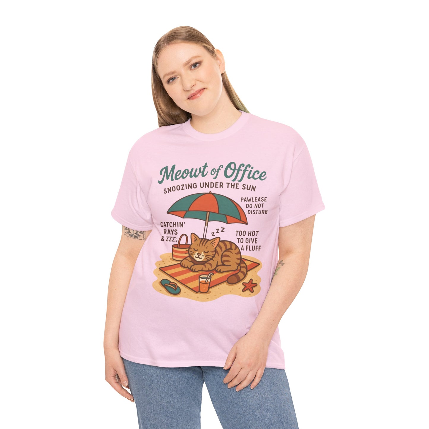Cat Shirt, Cute Beach Cat Womens T-Shirt, Funny Summer Vacation Tee, Lazy Cat Humor Gift, Cat Lover T-Shirt, Vacation Humor Tee