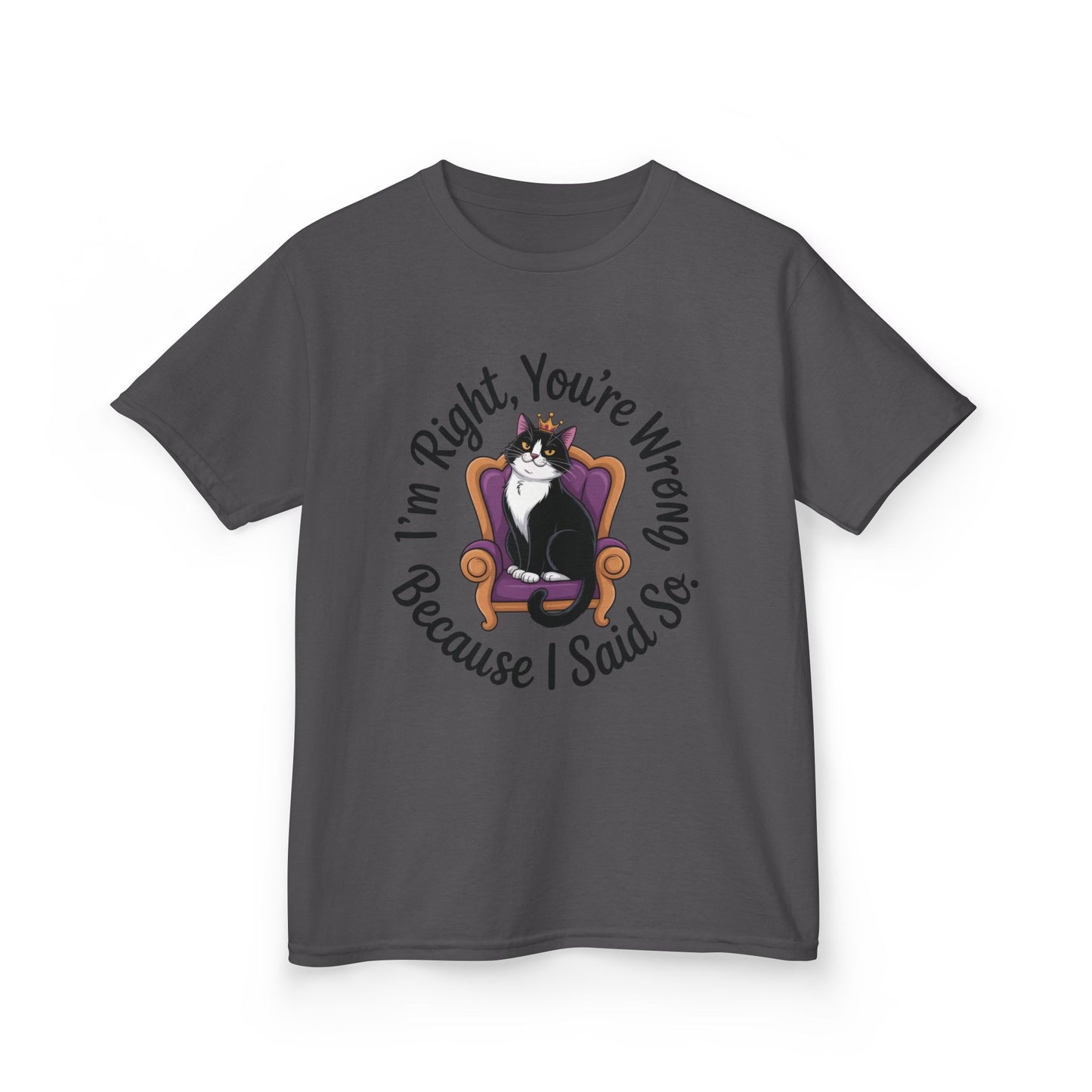 Girls Funny Sassy Cat T-Shirt - I'm Right You're Wrong, Cute Gift for Cat Lovers, Humor Tee for Teens, Birthday Gift,Tee for Confident Teens