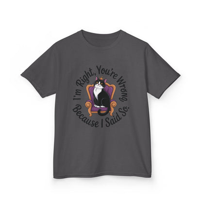 Girls Funny Sassy Cat T-Shirt - I'm Right You're Wrong, Cute Gift for Cat Lovers, Humor Tee for Teens, Birthday Gift,Tee for Confident Teens