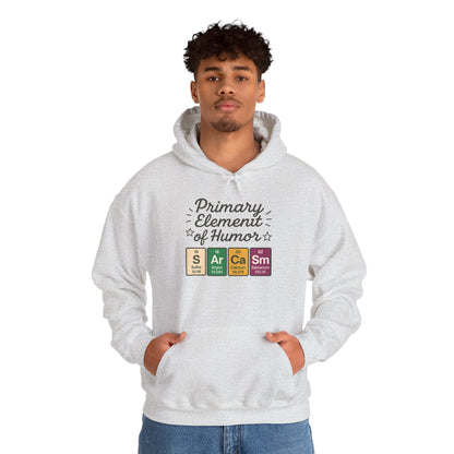 Sarcasm Hoodie for Men, Funny Nerd Hoodie, Primary Element of Humor Sweatshirt, Science Lover Gift for Him, Sarcastic Humor Apparel