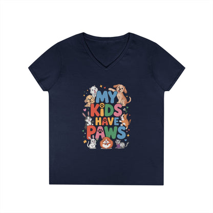 My Kids Have Paws V-Neck T-Shirt, Pet Lover Gift, Cute Animal Shirt, Cute Pet Mom Tee, Animal Parent T-Shirt,  Dog Cat Bunny Lover Gift
