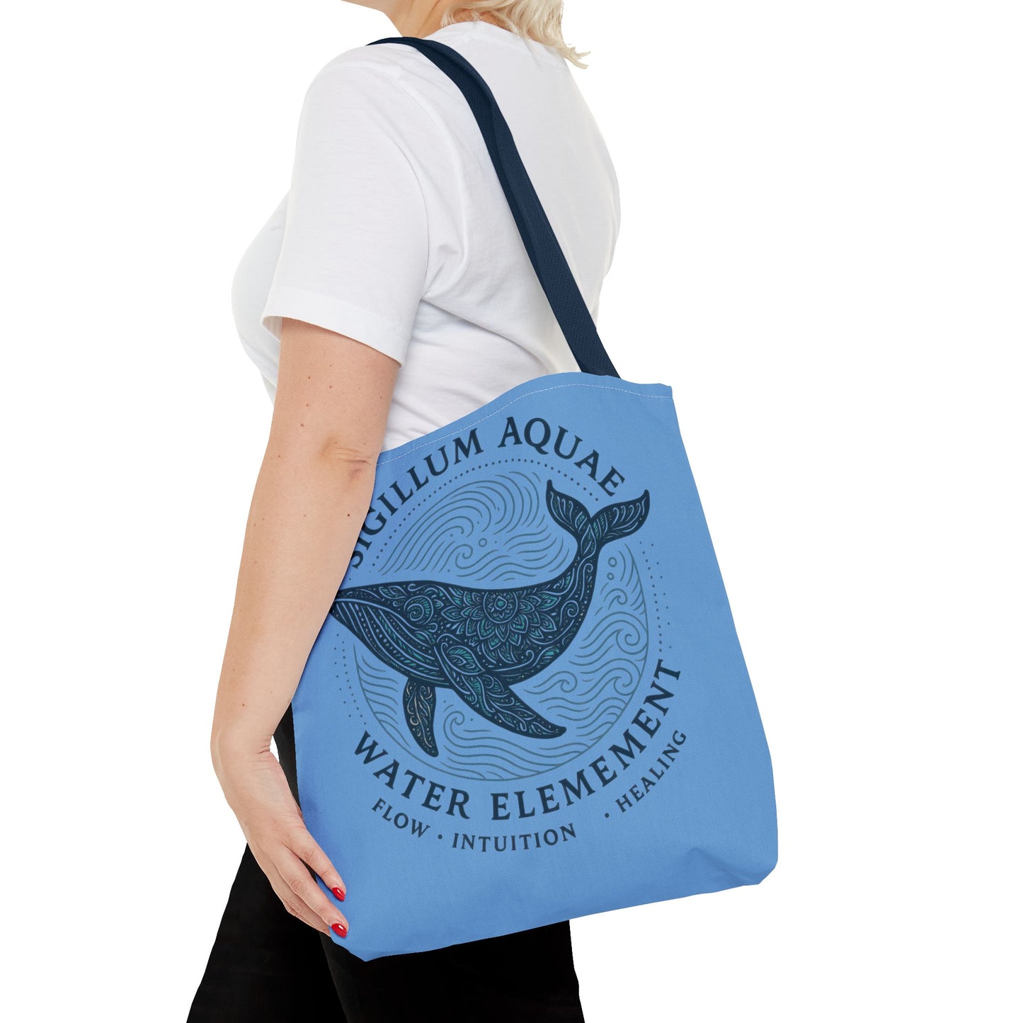 Whale Water Element Tote Bag: Spiritual Gift, Eco-Friendly, Beach Bag, Yoga Accessories, Meditation Essentials, Weekender Bag, Large Bag