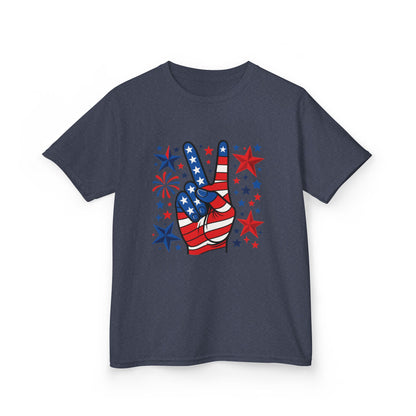 Kids Peace Sign Tee, Patriotic Children's T-Shirt, Americana Style Tee, July 4th Outfit, Independence Day Gift, Star-Spangled Shirt
