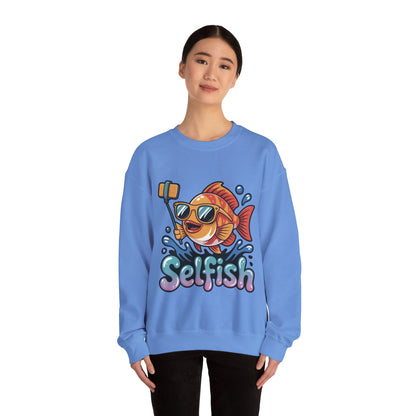 Selfish Womens Sweatshirt, Funny Selfie Pullover, Cute Ocean Pun Sweater, Playful Sea Life Gift, Fun Gift for Fish Lovers, Fishing Apparel