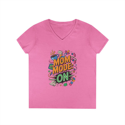 Mom Mode On Ladies V-Neck T-Shirt, Gift for Mom, Mother's Day Gift, Mother's Day Humor T-Shirt, Cute Mama Life Graphic Tee