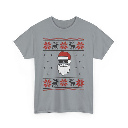 Cool Santa Men's T-Shirt, Funny Christmas Tee, Retro Knit Pattern Holiday Shirt